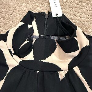 Sanctuary Black and Cream High Neck Blouse NWT